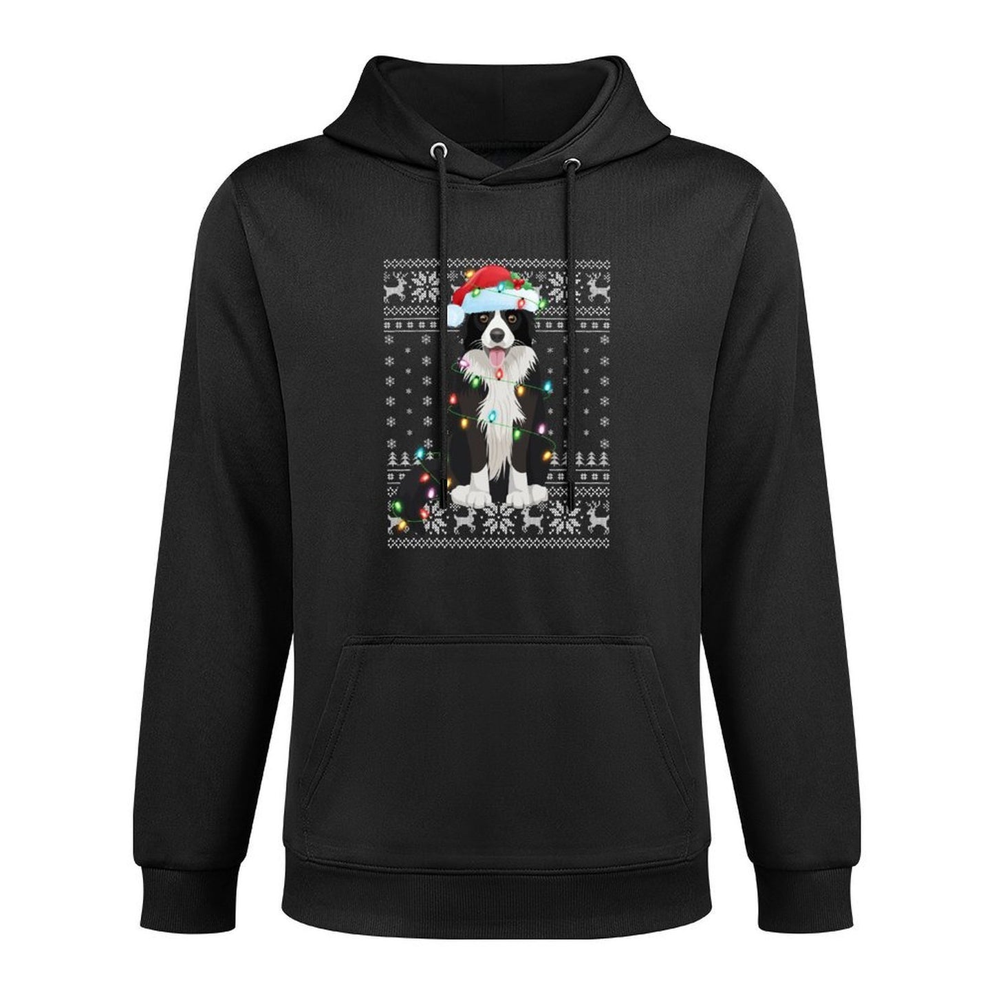 Xmas Lighting Santa Hat Ugly Border Collie Christmas Pilling-Resistant Hoodie
