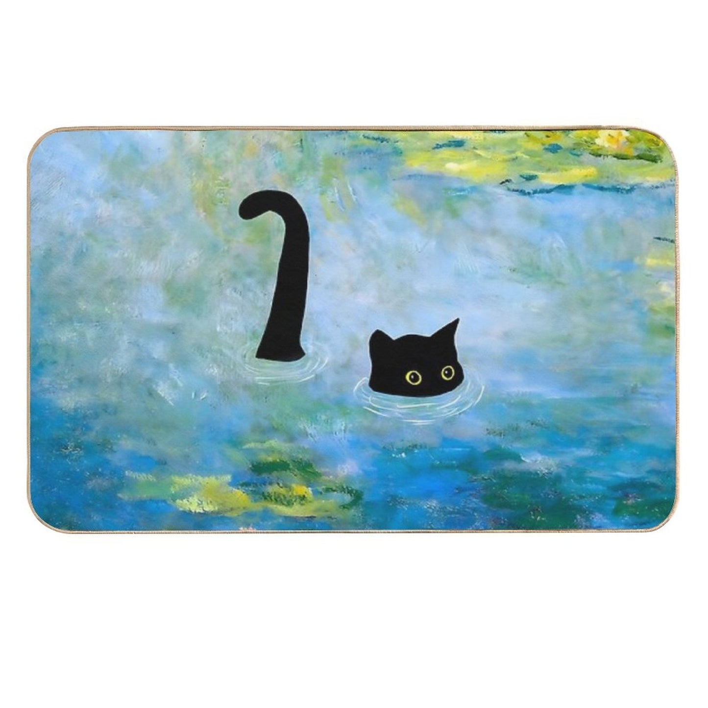 Claude Monet, Cat in Water Lilies, 1906  Long-Lasting Bath Mat