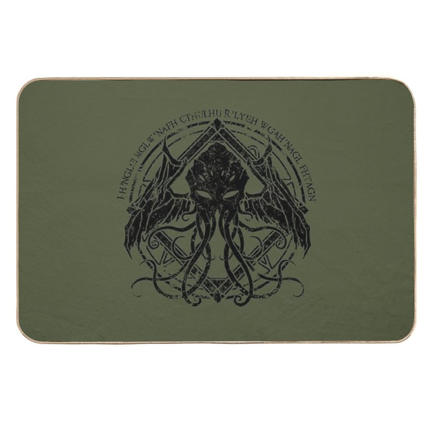 Cthulhu - Lovecraft - Distressed Chant Design V2  Fade-Resistant Bath Mat
