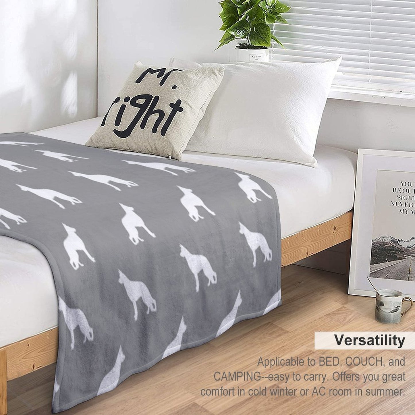 White German Shepherd Dog Silhouette Versatility Throw Blanket