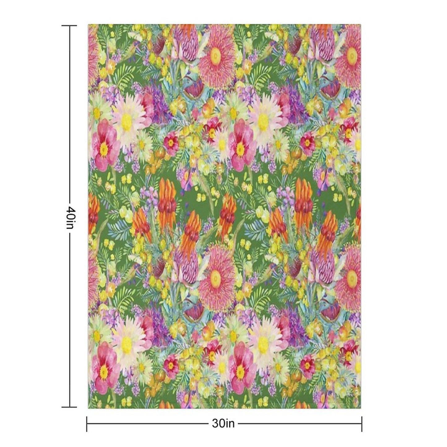 Australian Wildflowers Summer Green Machine-washable Throw Blanket