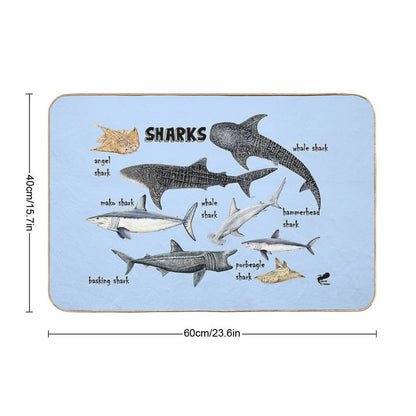 Sharks for Shark Lovers  Fade-Resistant Bath Mat