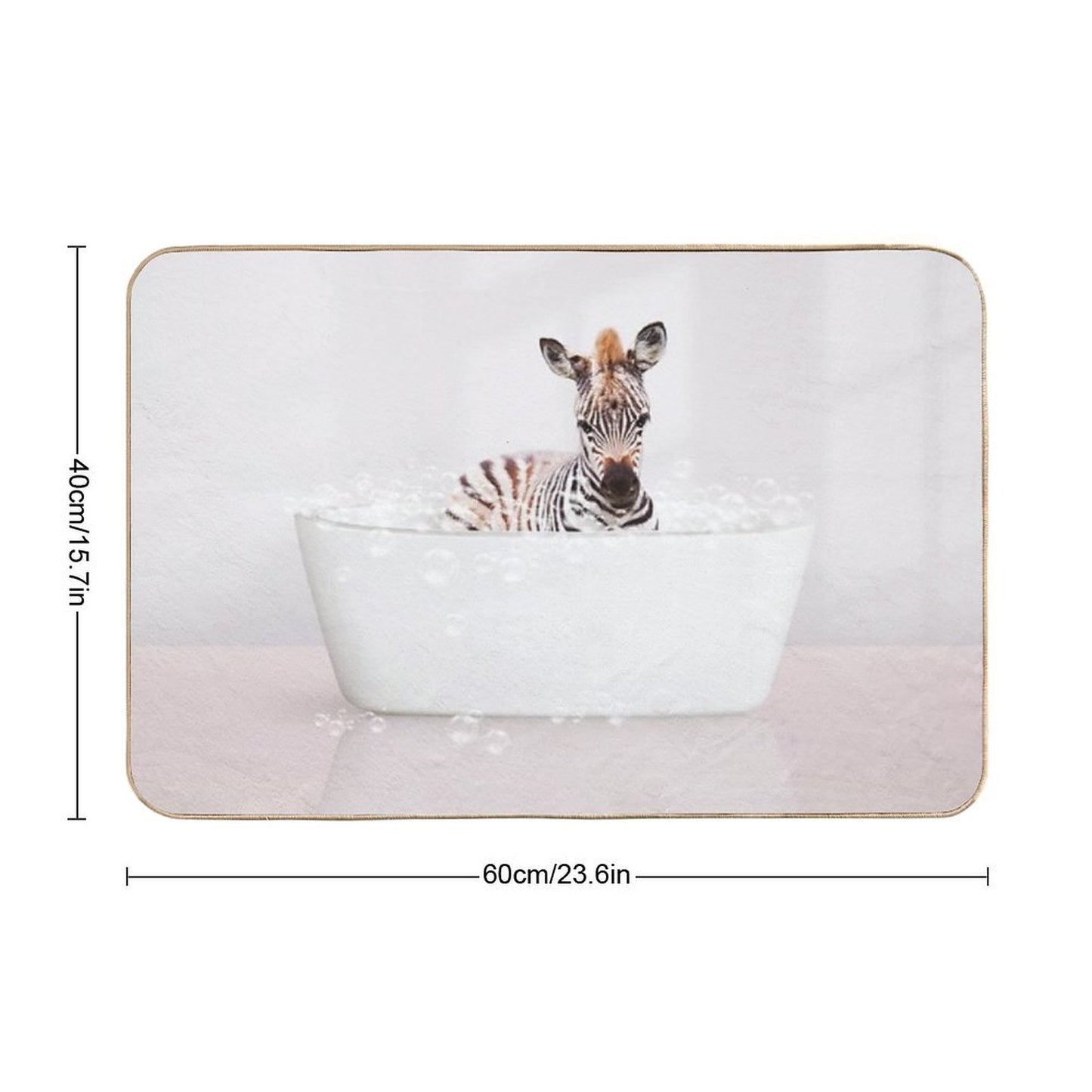 Baby Zebra  in Modern Bathtub Pink Print, Baby Zebra Bathing, Animals in Bathtub Art by Synplus  Absorbent Bath Mat