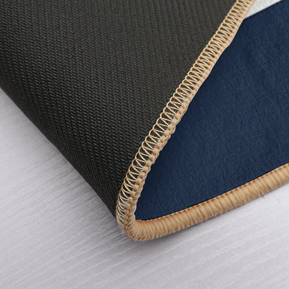 Nautical Navy Blue And White Stripes with A Red Anchor  Fade-Resistant Bath Mat