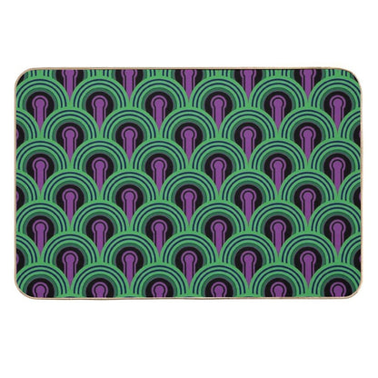 Geometric Pattern Keyhole Arch Deedree Daniel Green  Long-Lasting Bath Mat