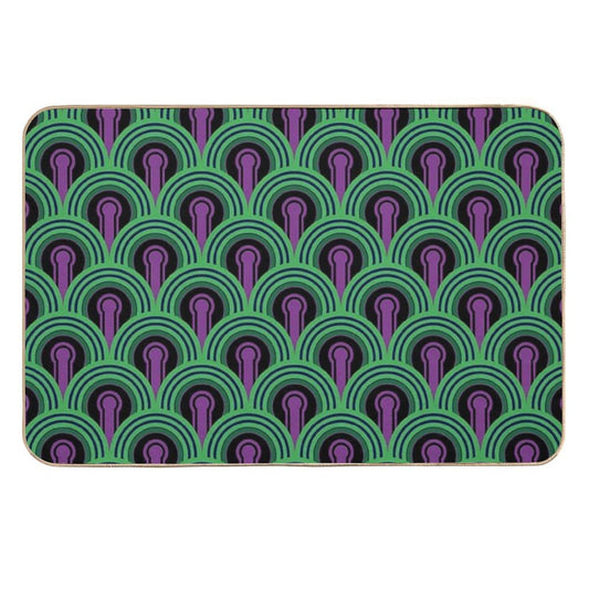 Geometric Pattern Keyhole Arch Deedree Daniel Green  Long-Lasting Bath Mat