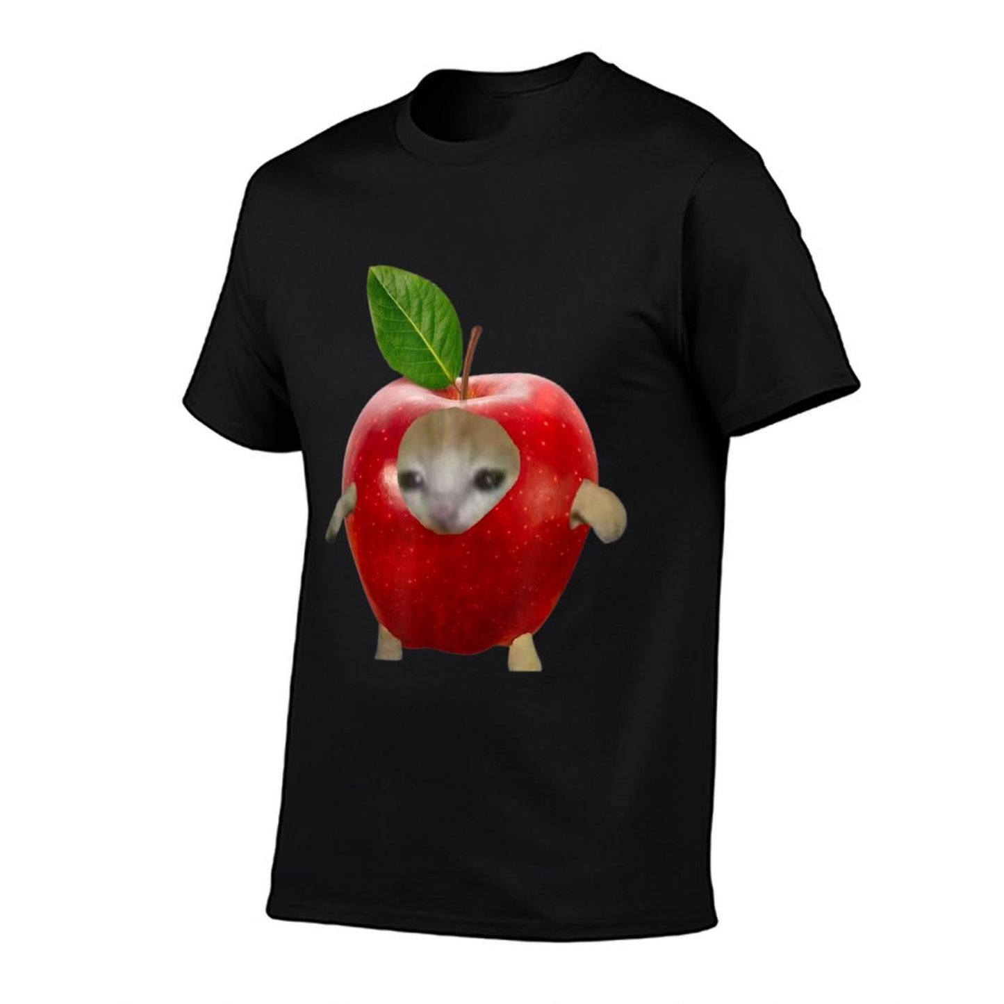 Gift For Friends Funny Crying Apple Cat Memes  Fade-proof Color T-Shirt