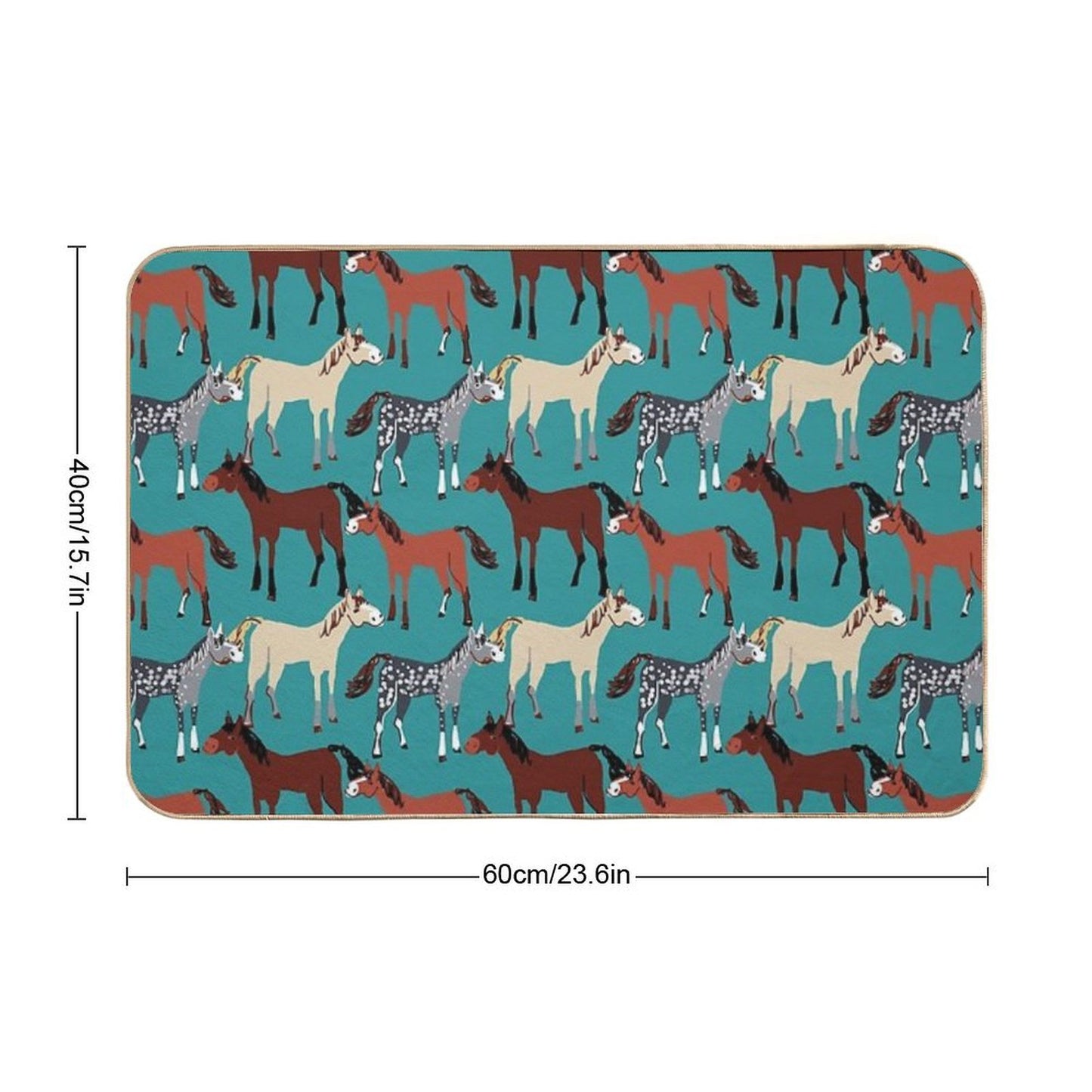 Horse Pattern in Aquamarine Blue  Pet-Safe Bath Mat