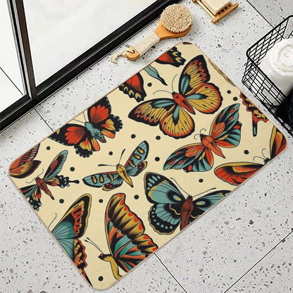 Butterflies Traditional Tattoo Flash  Eco-Friendly Bath Mat