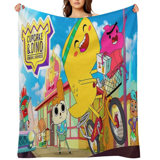 Cupcake & Dino - General Services Cupcake And Din Easy Care Throw Blanket