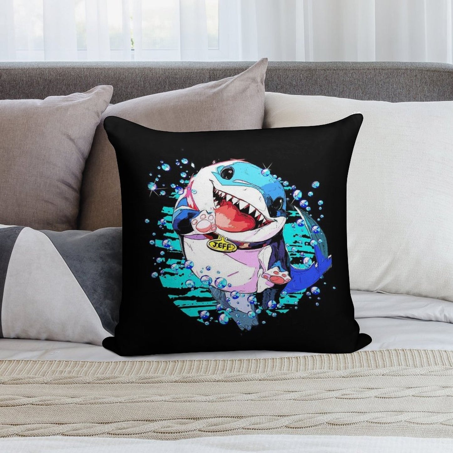 Jeff The Land Shark Soft Anti-Pilling Throw Pillow