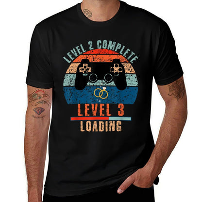 Level 2 Complete Wedding Anniversary For Couple Gamer  Cotton T-Shirt