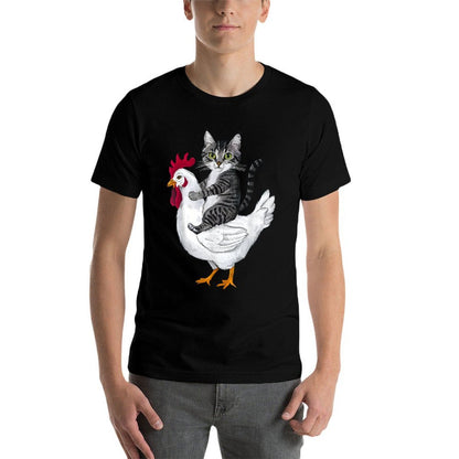 Funny Cat on A Chicken Lover  Soft T-Shirt