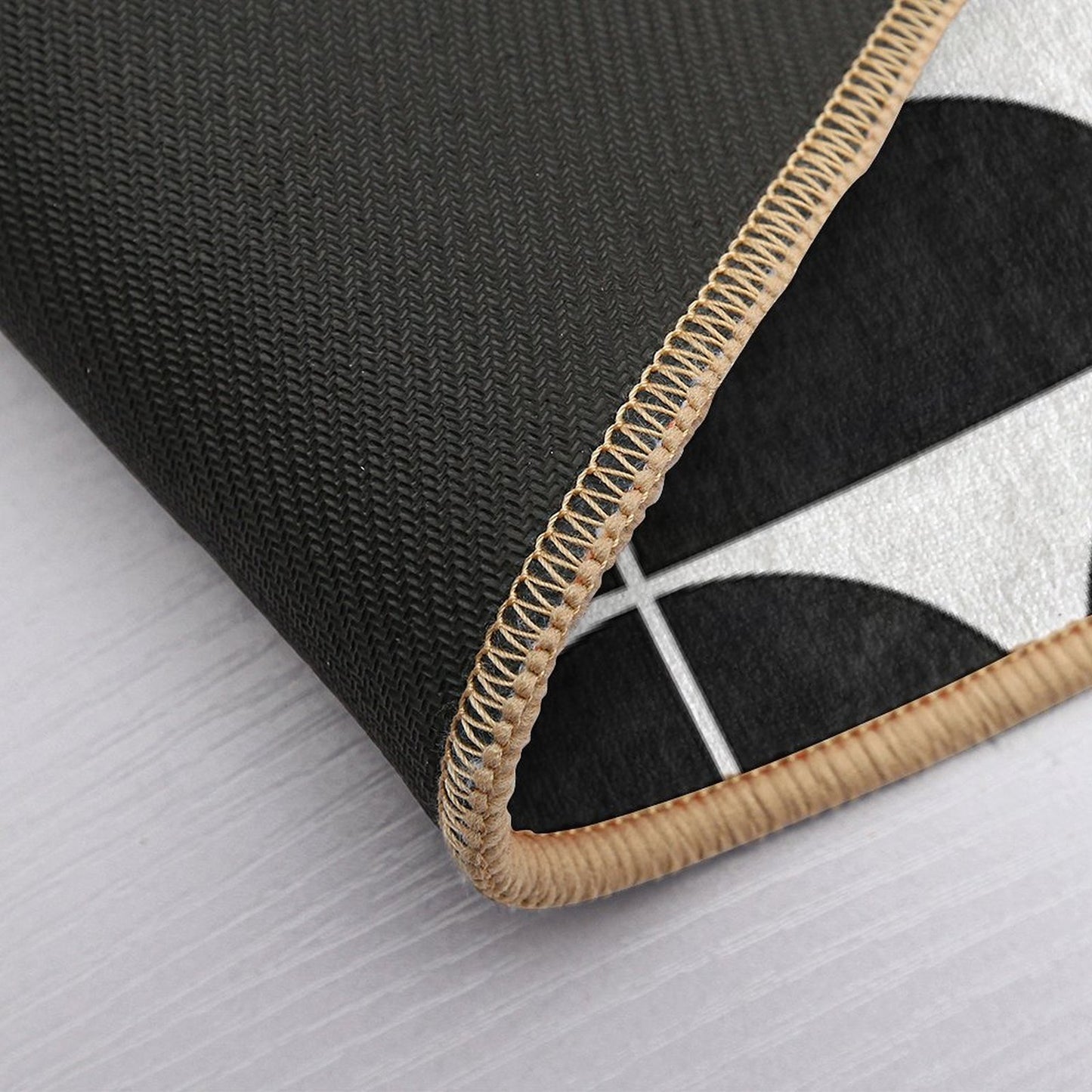 Mid-Century Modern Pattern No.3 - Black And White Concrete  Non-Slip Bath Mat