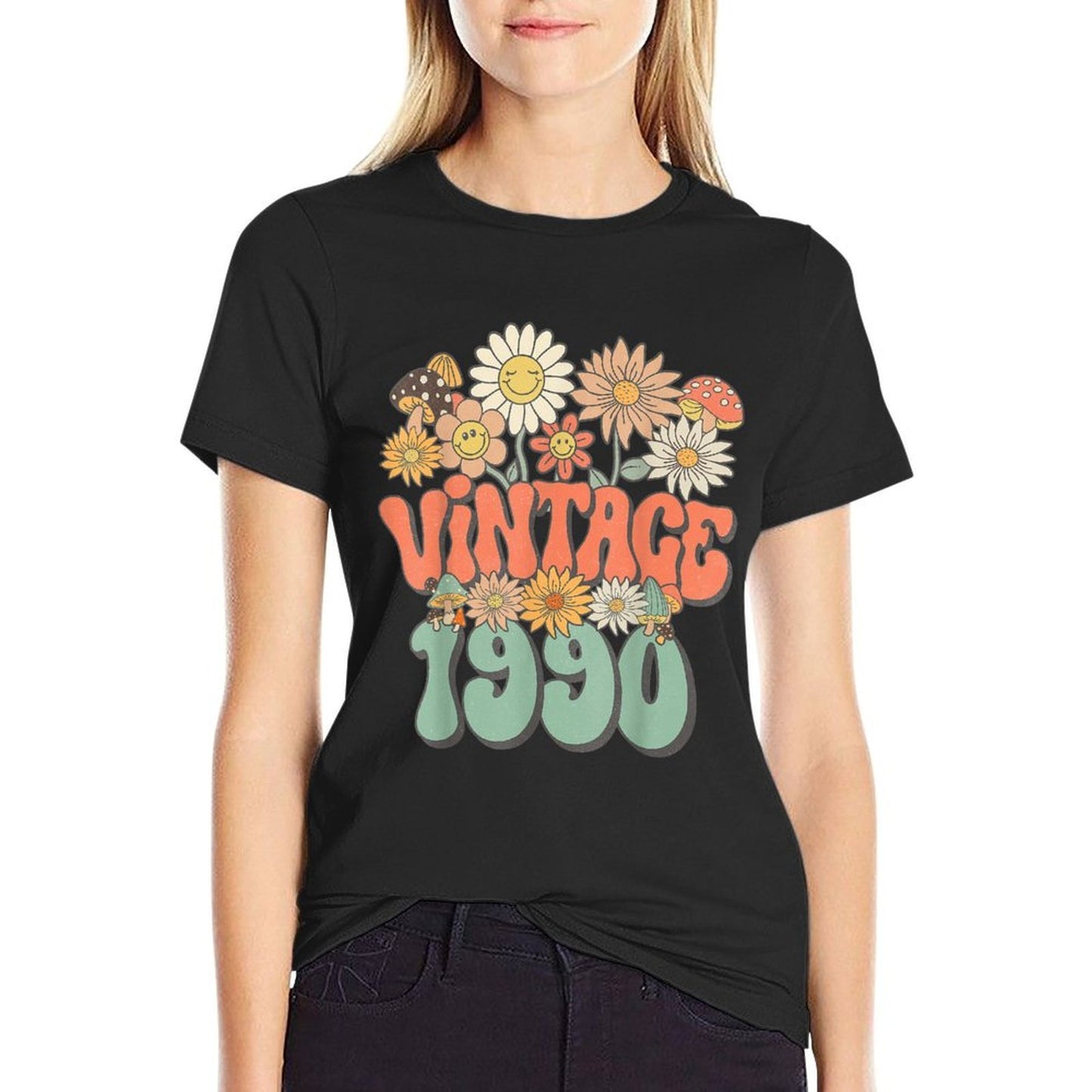 Vintage 1990 Floral Hippie Groovy Daisy Flower 35th Birthday  Classic T-Shirt