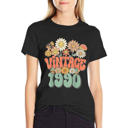 Vintage 1990 Floral Hippie Groovy Daisy Flower 35th Birthday  Classic T-Shirt