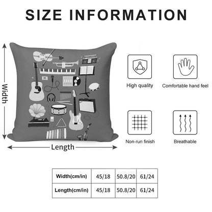 Music Things Soft Reinforced Edging Throw Pillow