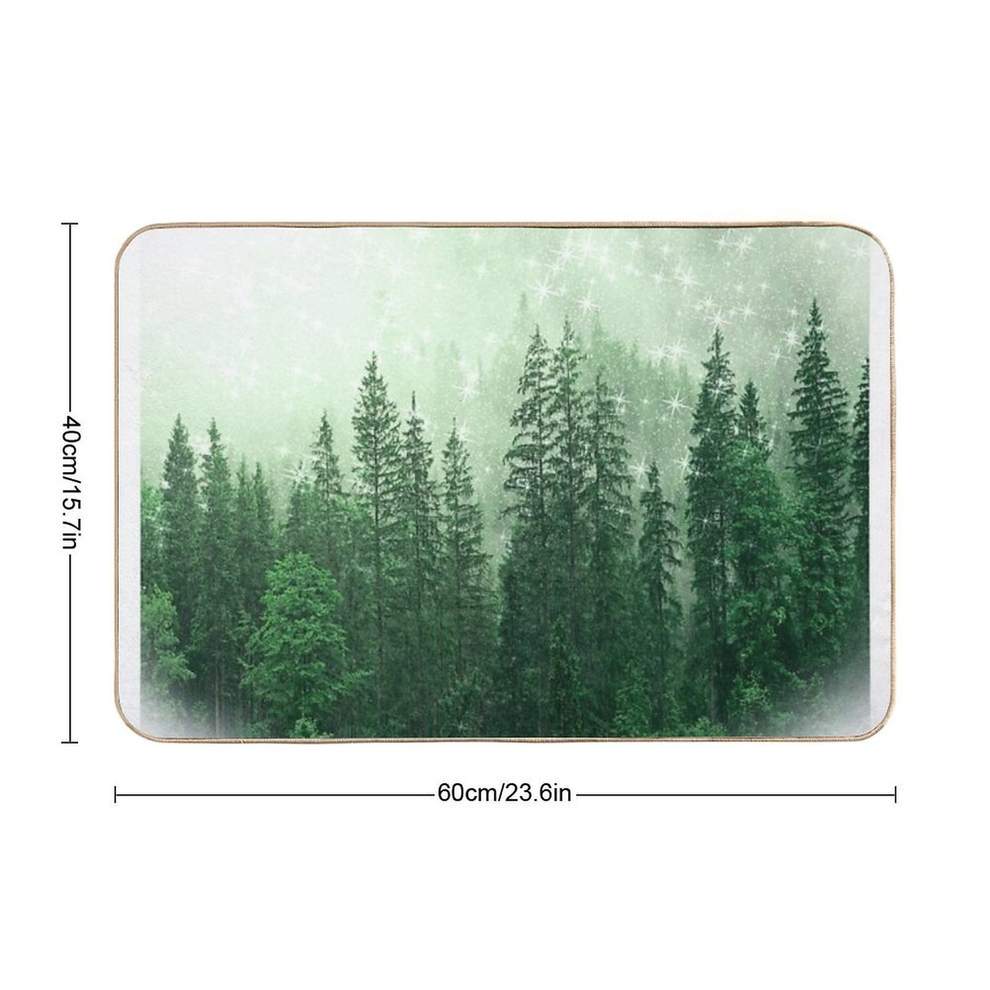 Foggy Green Forest Landscape And Pine Cones Autumn Fall Pattern Nature Trees Wood  Slip-Resistant Bath Mat