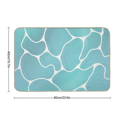 Blue Water Ocean Illustration  Fade-Resistant Bath Mat
