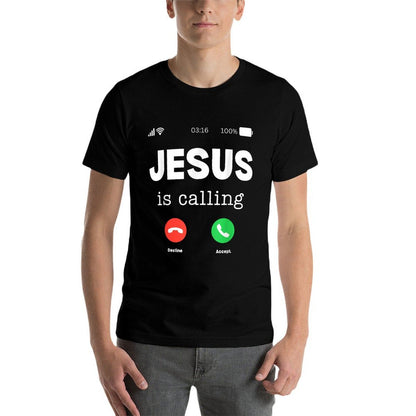 Classic Jesus Is Calling  Ribbed Collar T-Shirt