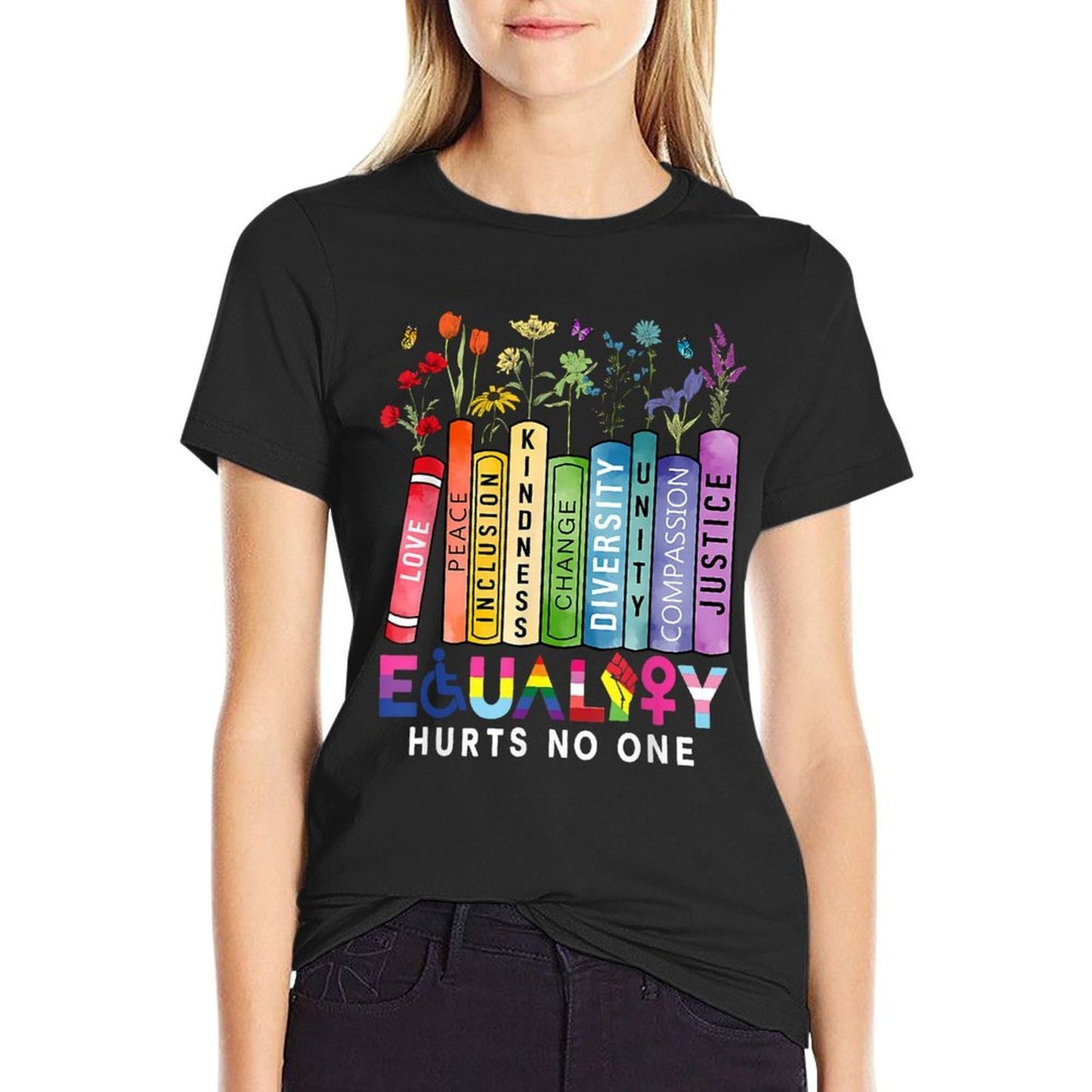 Equality Hurts No One Lgbt Book Flower Social Justice Pride  Vintage-inspired T-Shirt