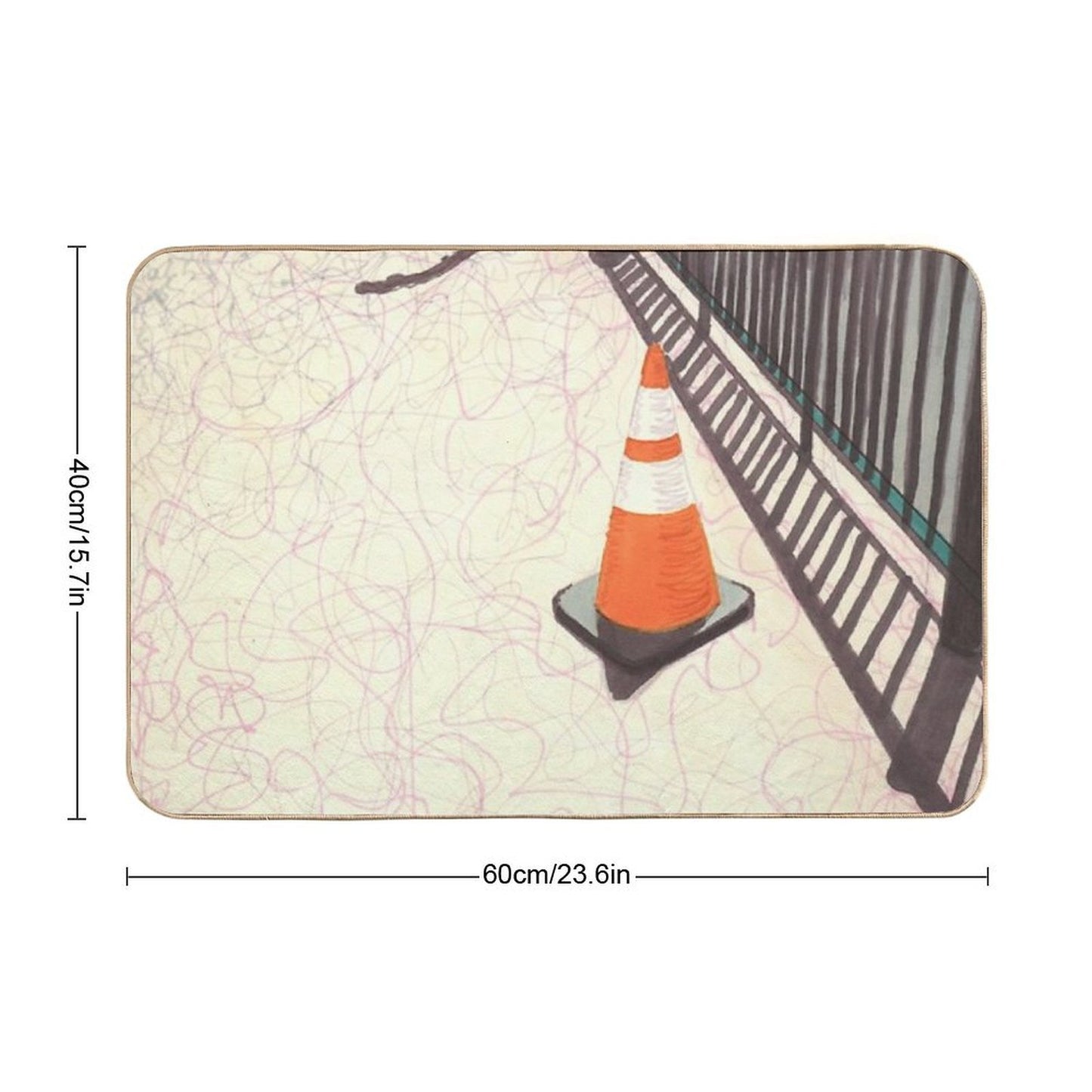 Orange Traffic Cone Durable Bath Mat