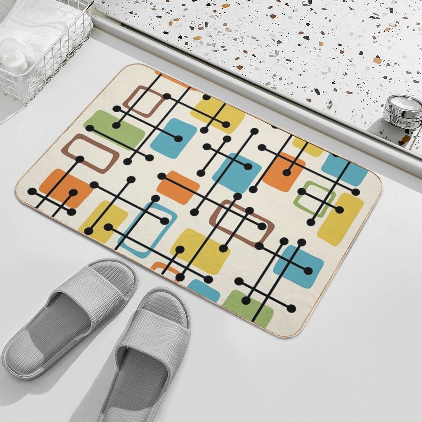 Mid Century Modern Abstract Art Durable Bath Mat