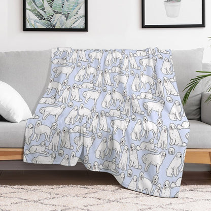 Great Pyrenees Cute Illustration Pattern Quick-dry Throw Blanket