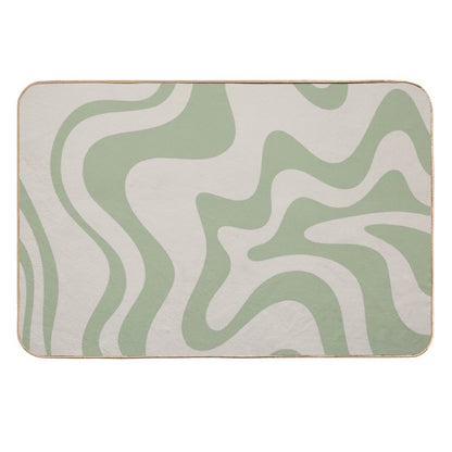 Liquid Swirl Contemporary Abstract Pattern in Sage Green And Beige  Odorless Bath Mat
