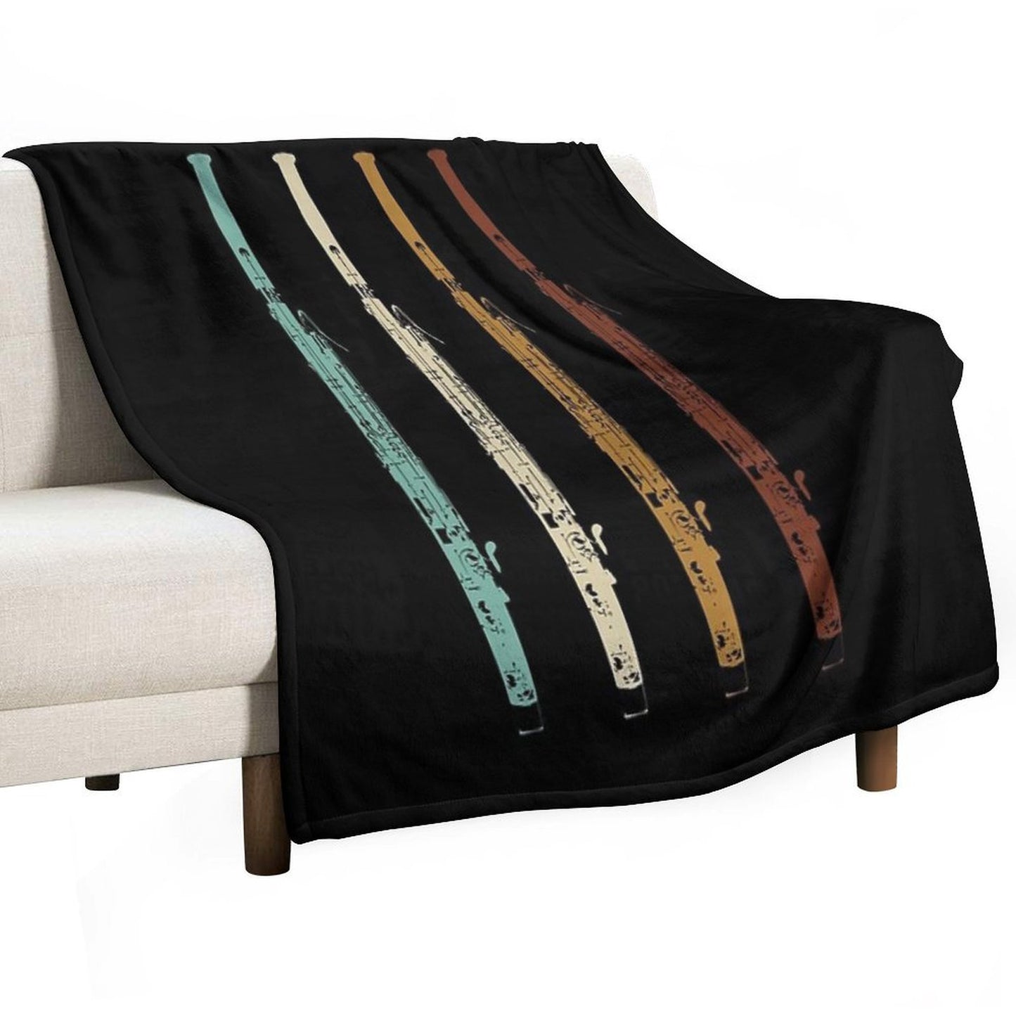 Retro Vintage Bassoon Gift Bassoonist Band Bassoon Player Velvety-soft Throw Blanket