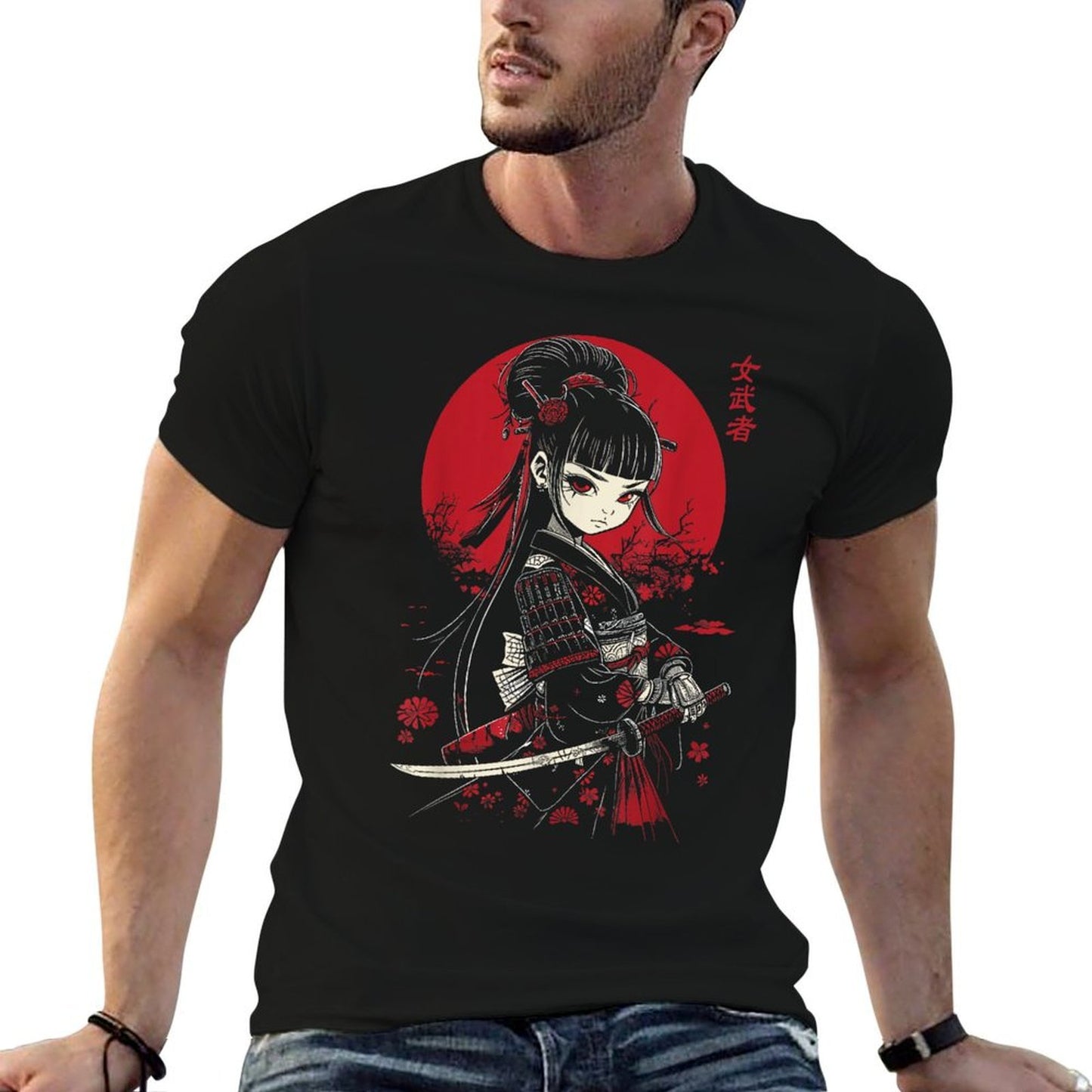 Japanese Gothic Kawaii Anime Samurai Cat Mom Woman Girls  Breathable T-Shirt