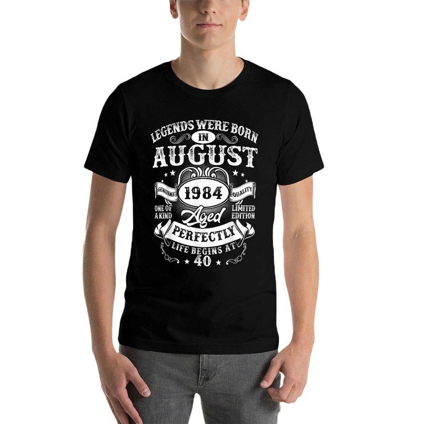 Legends Were Born in August 1984 Vintage 40th Birthday Men  Relaxed-fit T-Shirt