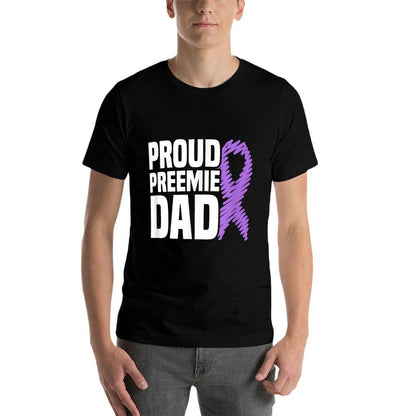 Proud Preemie Dad NICU Premature Birth Prematurity Awareness  Polyester Blend T-Shirt