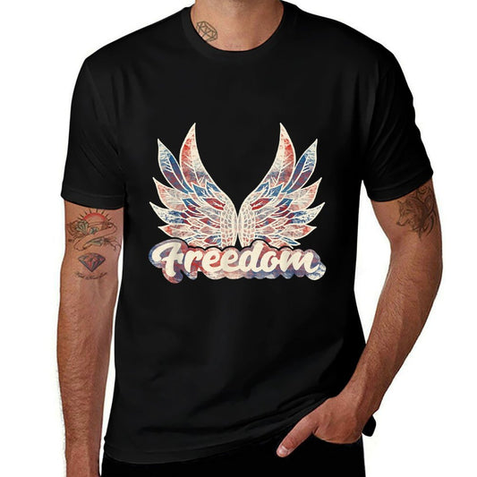 Vintage Freedom Wings 4th of July Patriotic Angel Wings USA  Vintage-inspired T-Shirt