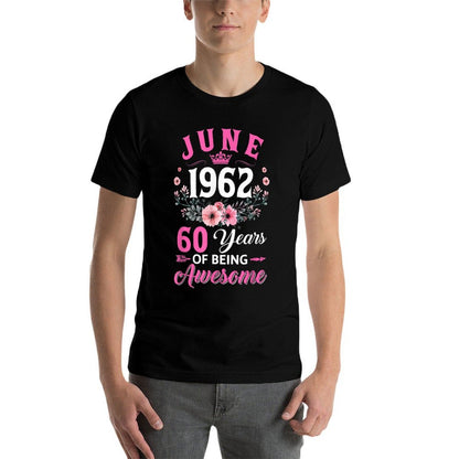 60 Year Old Made In June 1962 60Th Birthday Women  Rolled Sleeves T-Shirt
