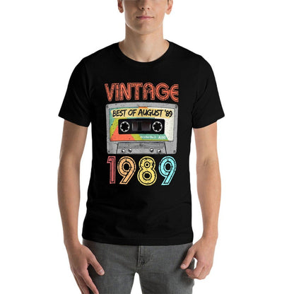 August 1989 30th Birthday  Mens Womens Vintage 1989  Relaxed-fit T-Shirt
