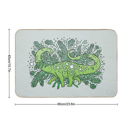 Evergreen Apatosaurus  Dinosaur Cosmic Festive Art  Anti-Trip Bath Mat