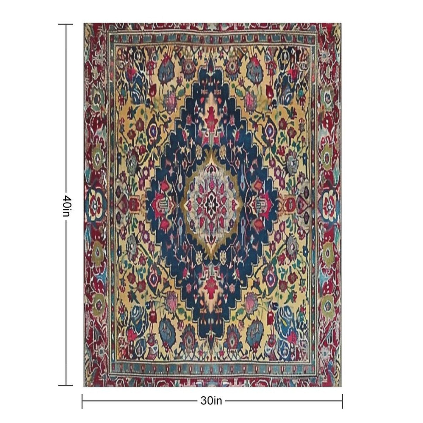 Vintage Antique Persian Carpet Flowery Sustainable Throw Blanket