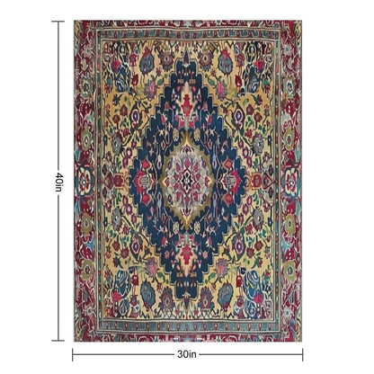 Vintage Antique Persian Carpet Flowery Sustainable Throw Blanket