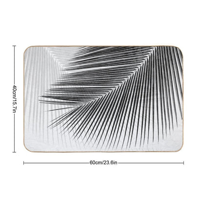 Palm Leaf Synchronicity - Bw  Repositionable Bath Mat