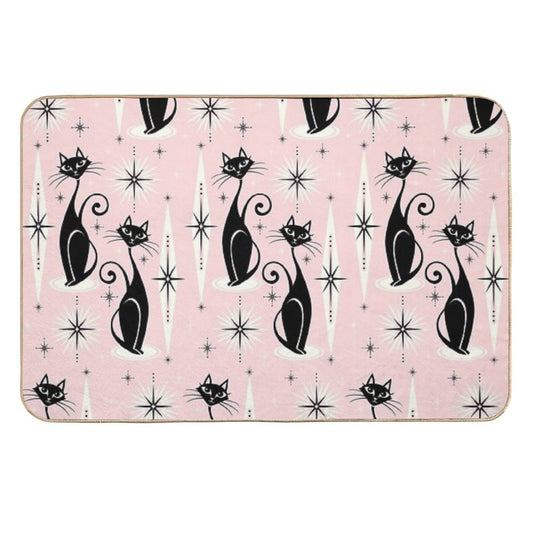 Mid Century Meow Retro Atomic Cats  Multi-Purpose Bath Mat
