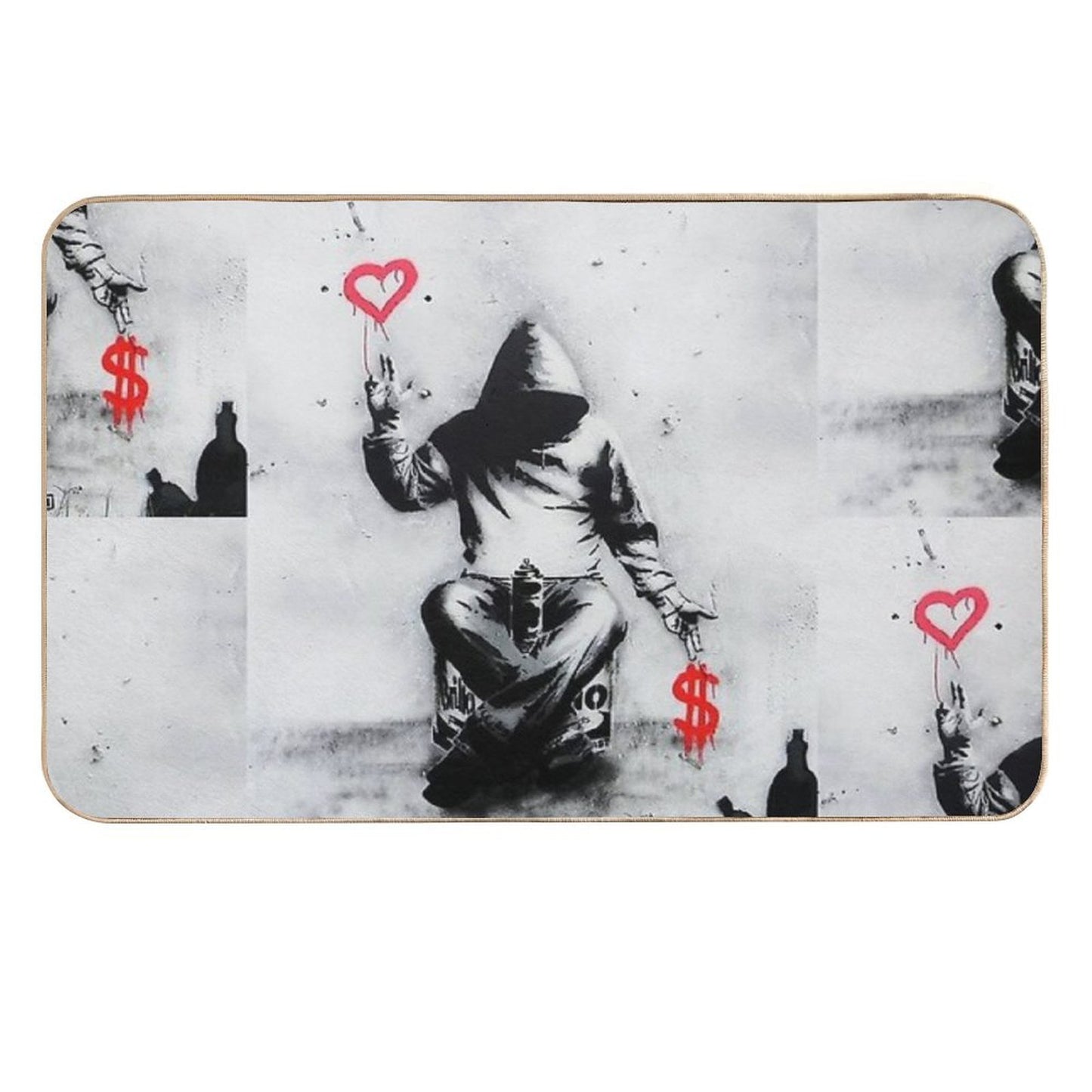 Banksy Love Over Money Iconic Street Art  Eco-Friendly Bath Mat