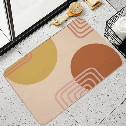 Mid Century Modern Shapes And Lines in Desert Terracotta And Mustard Yellow  Multi-Purpose Bath Mat