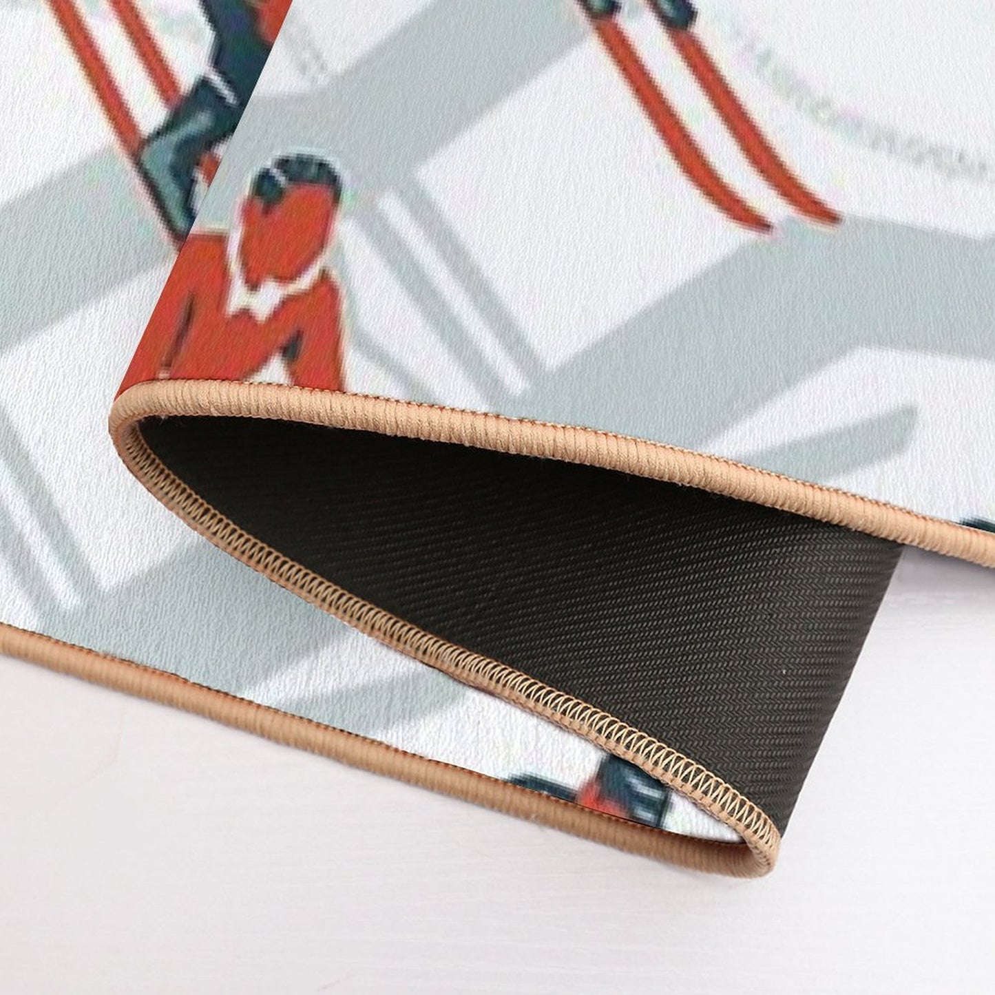 Mid Century Retro Ski Trails in Red, Teal And Yellow  Eco-Friendly Bath Mat