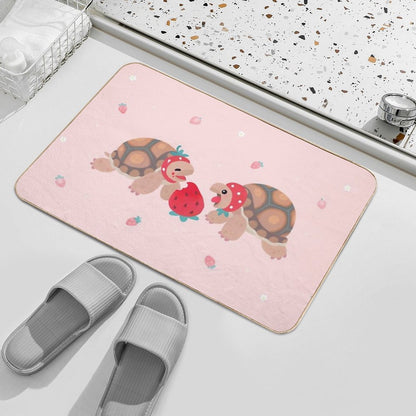 Tortoises Love Strawberries  Slip-Resistant Bath Mat