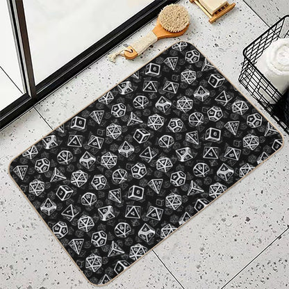 D20 Dice Set Pattern (White)  Easy To Clean Bath Mat