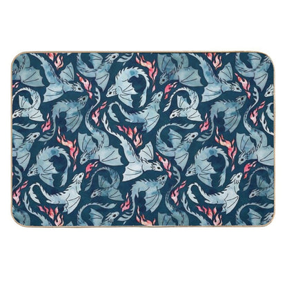 Dragon Fire Dark Blue  Anti-Trip Bath Mat