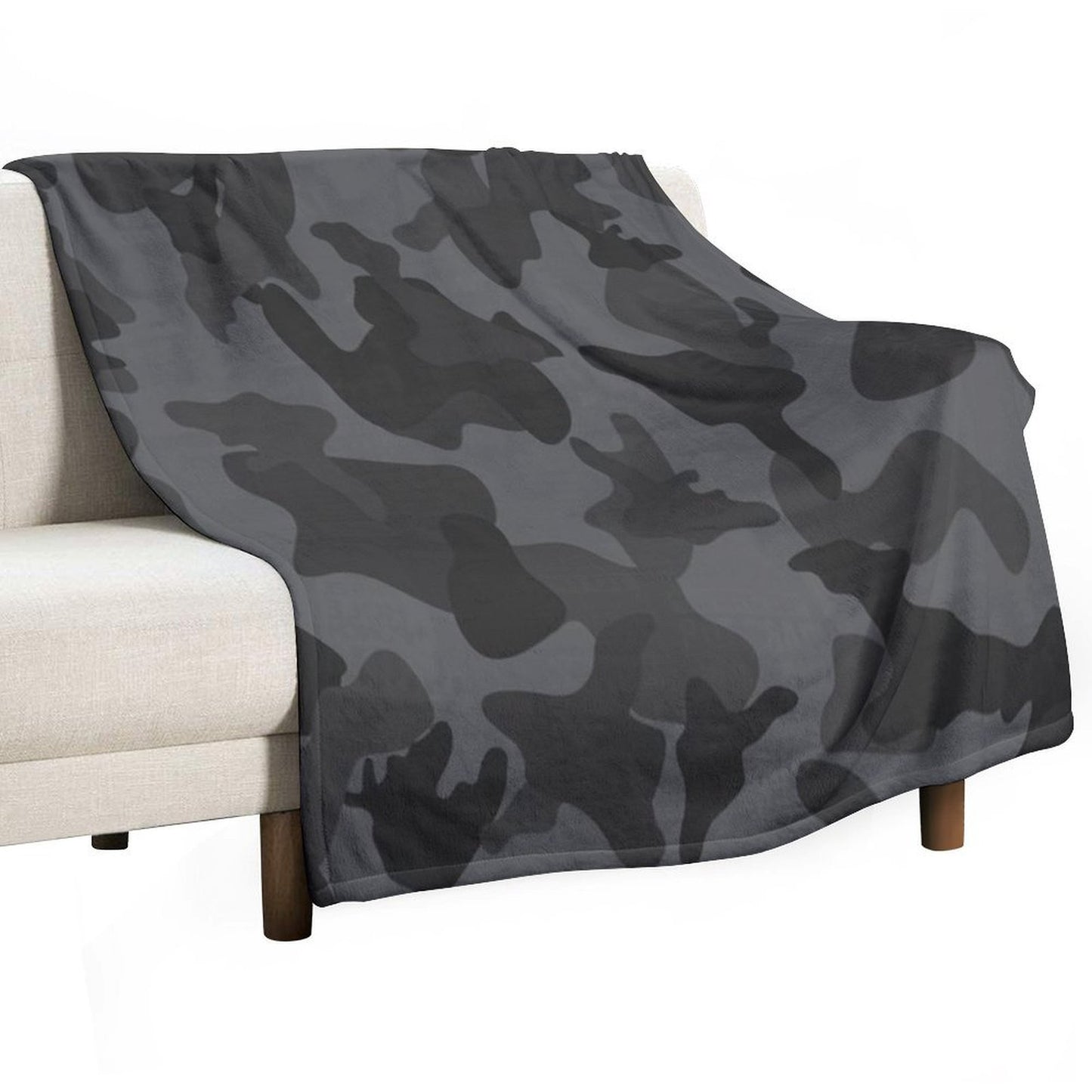 Camouflage Black Grey Night Camo Easy Care Throw Blanket