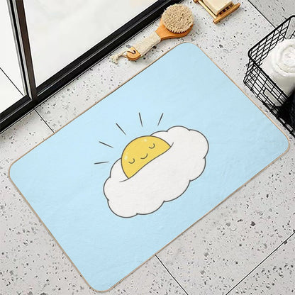 Sunshine for Breakfast  Egg Cloud  Fade-Resistant Bath Mat