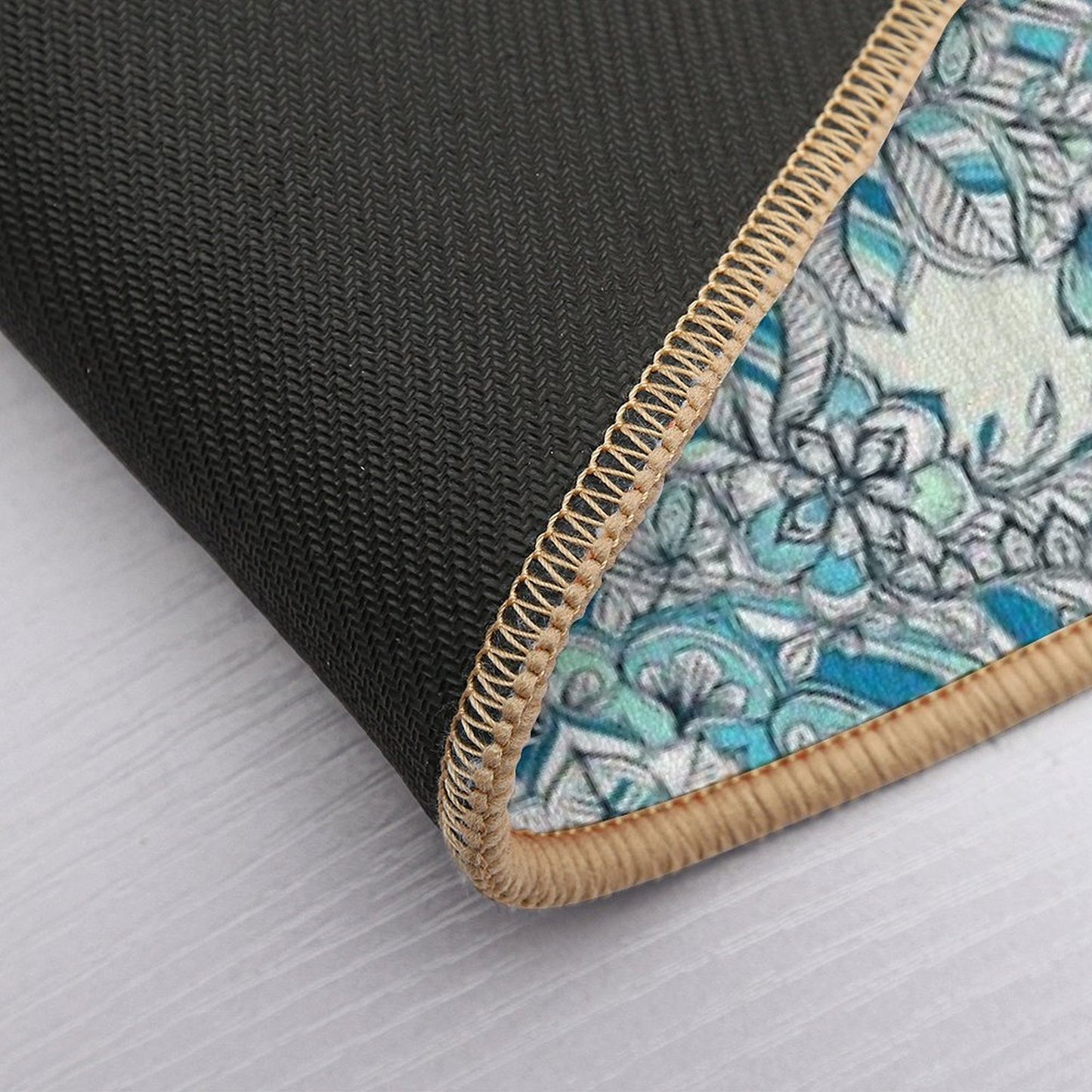 Floral Diamond Doodle in Teal And Turquoise  Pet-Safe Bath Mat